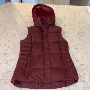 Patagonia Maroon Hooded Puffer Vest